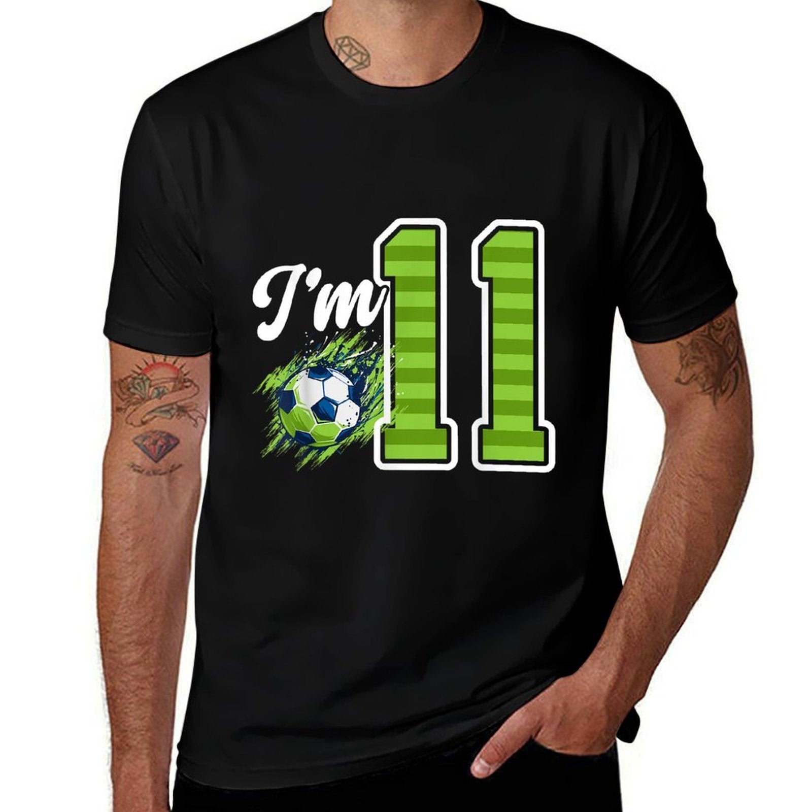 11th Soccer Birthday Party Eleven Year Old Soccer Player  Heathered Texture T-Shirt