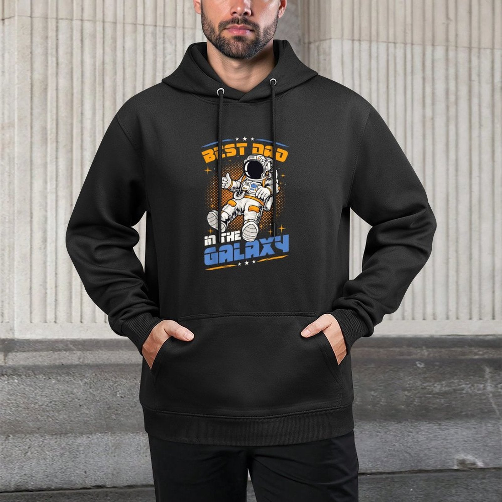 Best Dad In The Galaxy Space Astronaut Dad Colorfast Hoodie