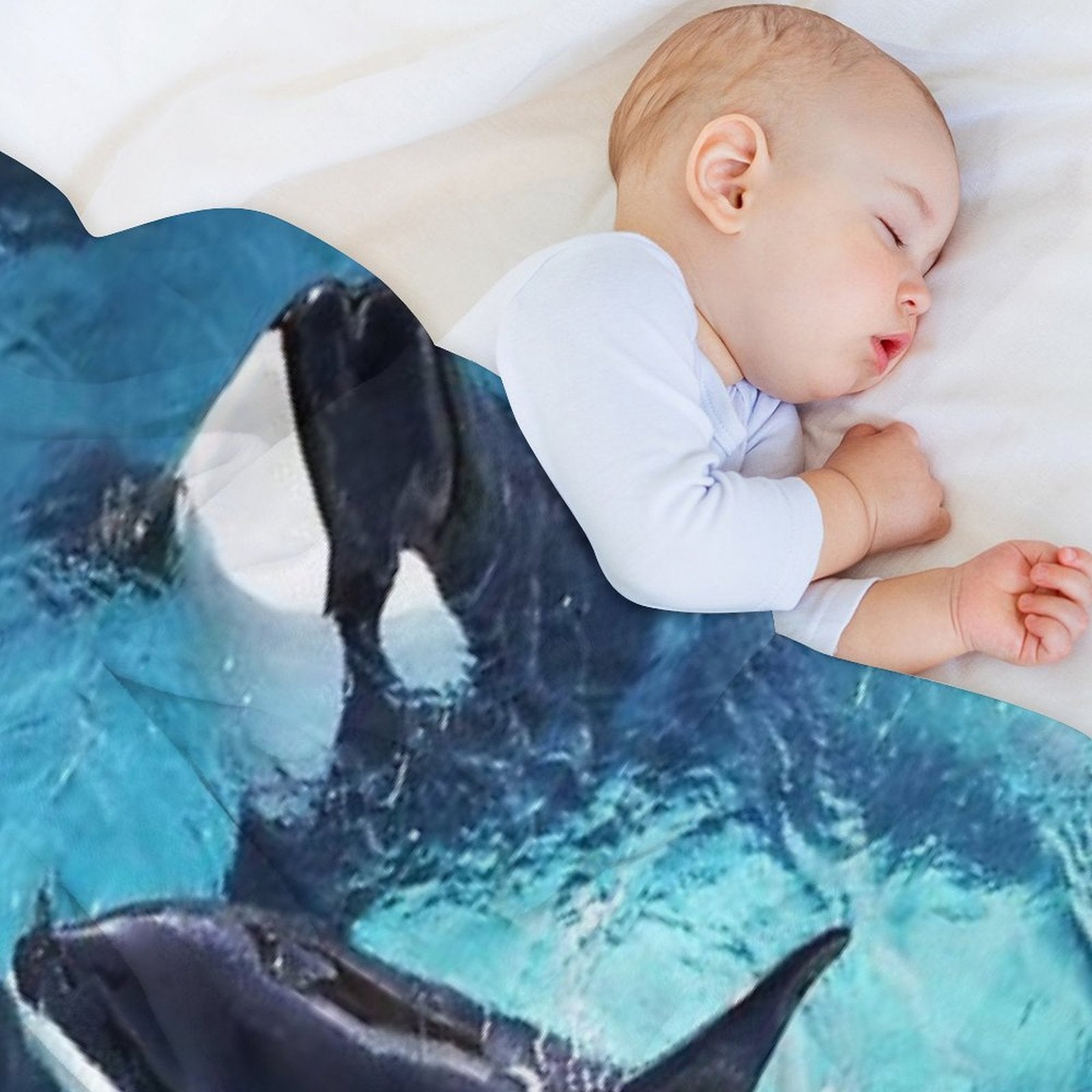 Whale in Blue Ocean Versatility Throw Blanket