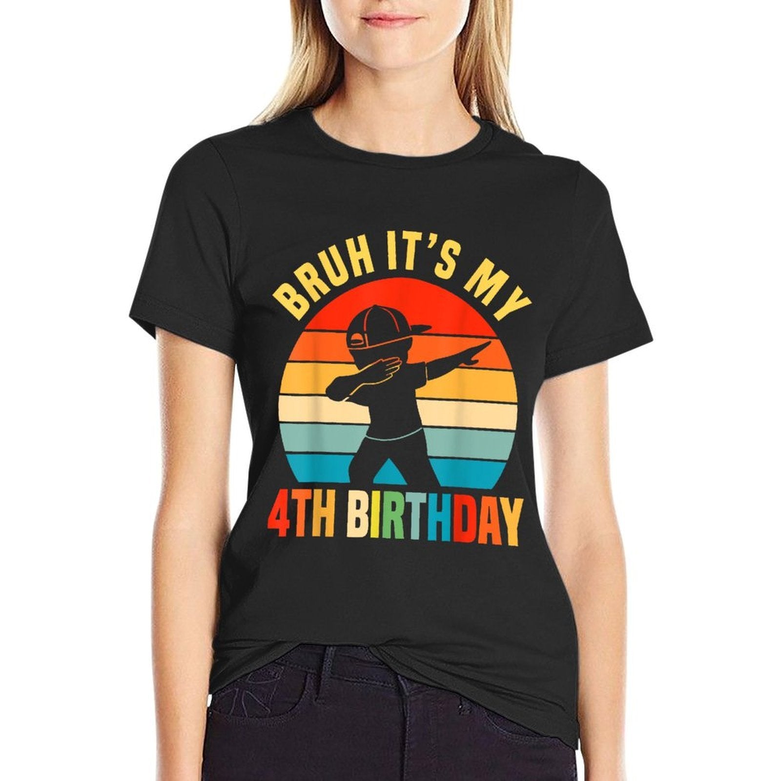 4 Year Old Birthday Dabbing Boy Bruh It's My 4th Birthday  Odor-resistant T-Shirt