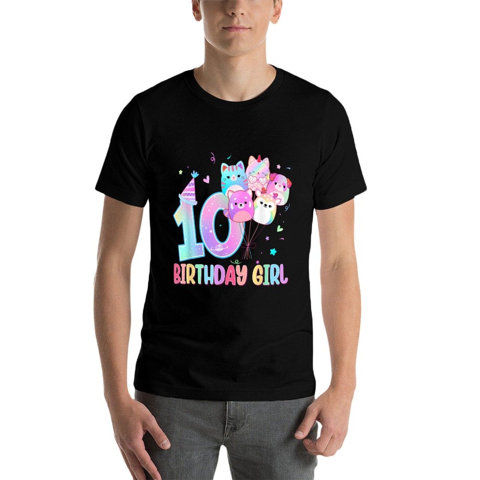 Birthday Girl 10th Birthday Squish Squad Mallow Girls  Lightweight T-Shirt