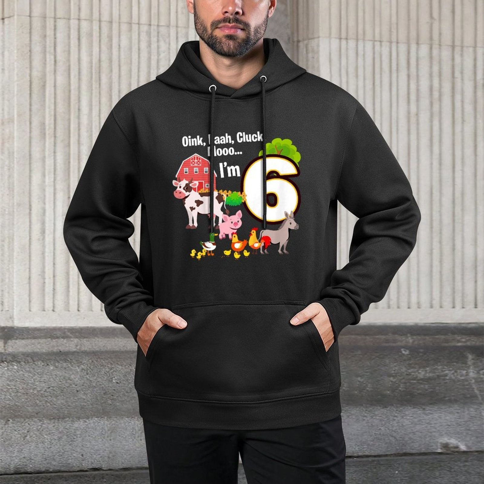 Kids 6th Birthday Six Year Old Farm Birthday Party Animals Easy Care Hoodie