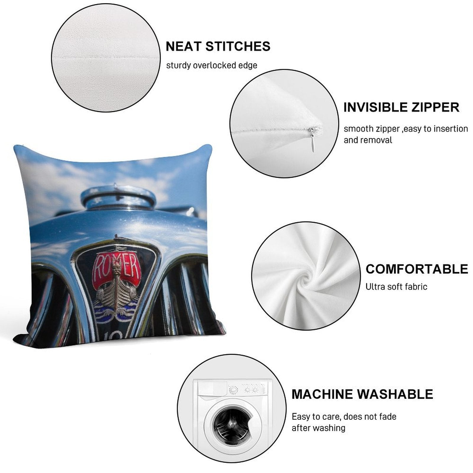 Rover 10 Grille Soft Short Plush Fabric Throw Pillow