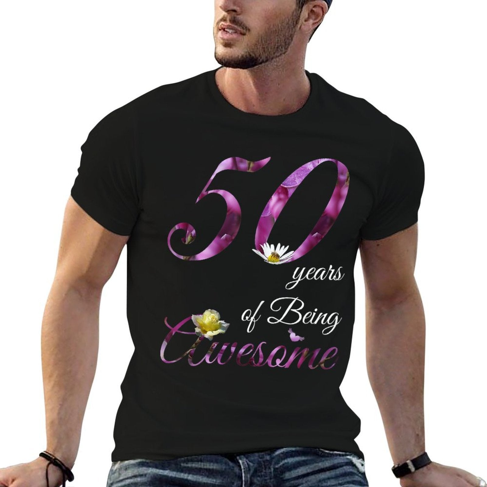 50 Year Old Awesome Floral 1973 50th Birthday Gift  Relaxed-fit T-Shirt