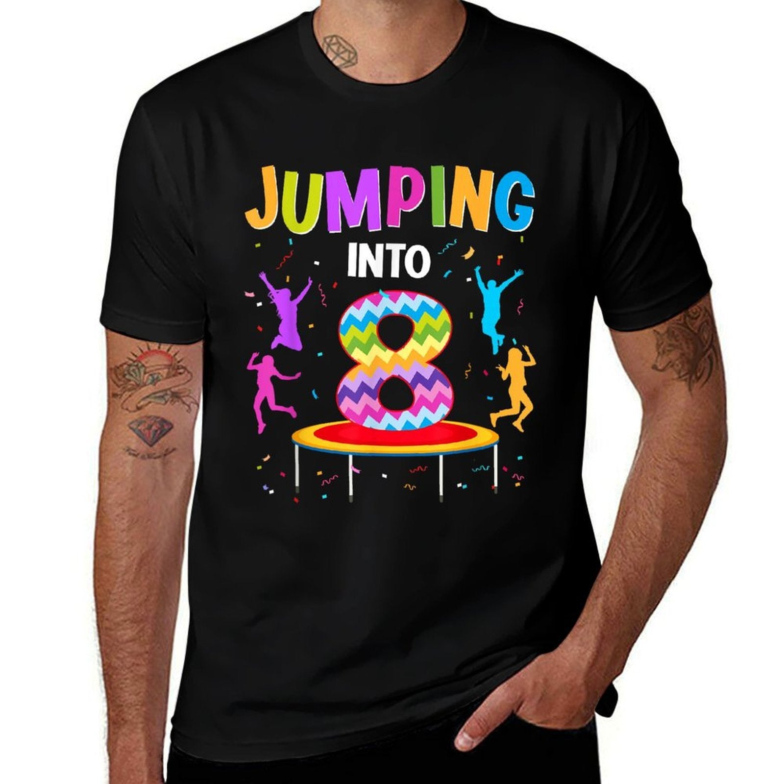 Jumping Into 8th Birthday Trampoline 8 Year Old Jumper  Quick-drying T-Shirt