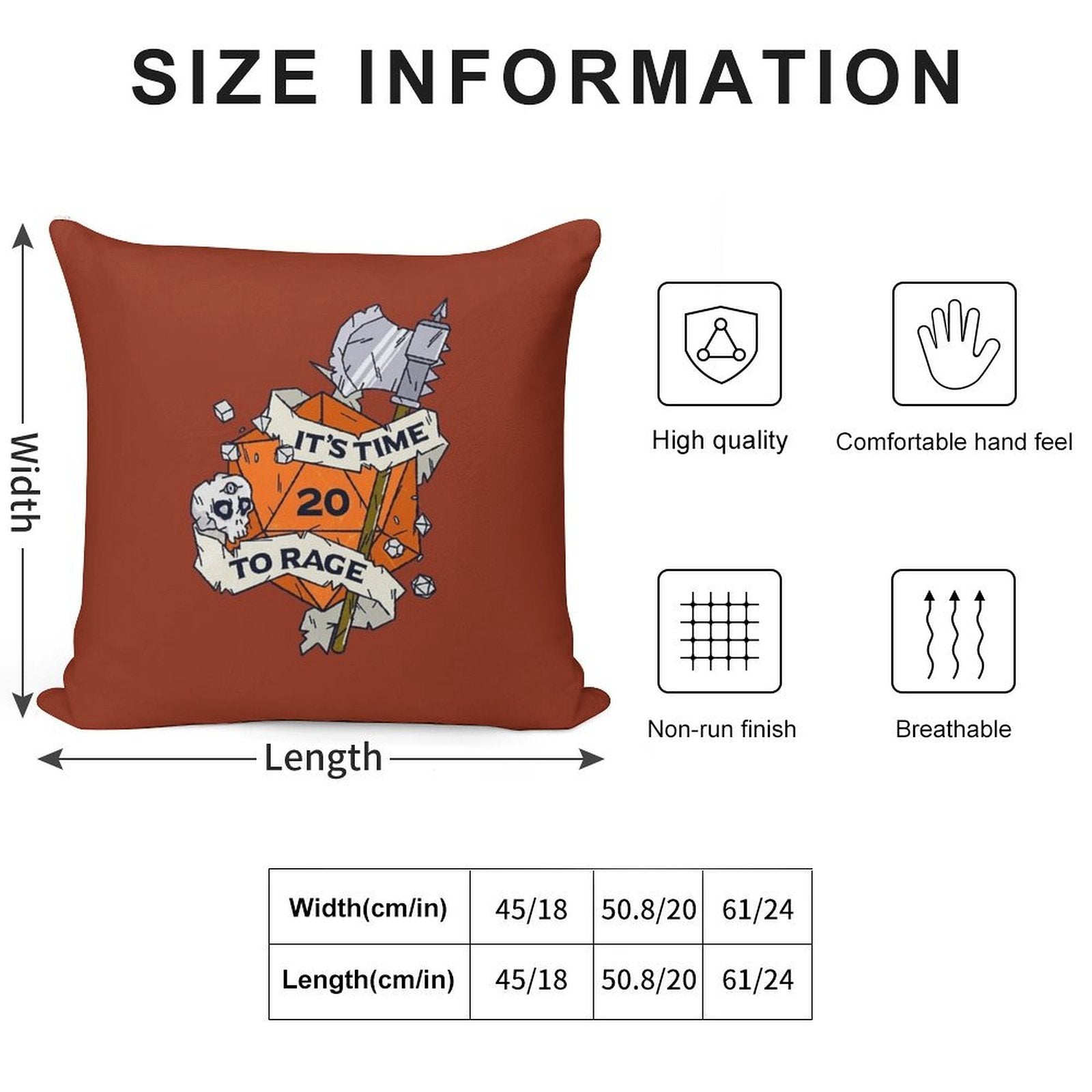 Tabletop RPG Barbarian - It's Time To Rage Soft Style Accent Throw Pillow