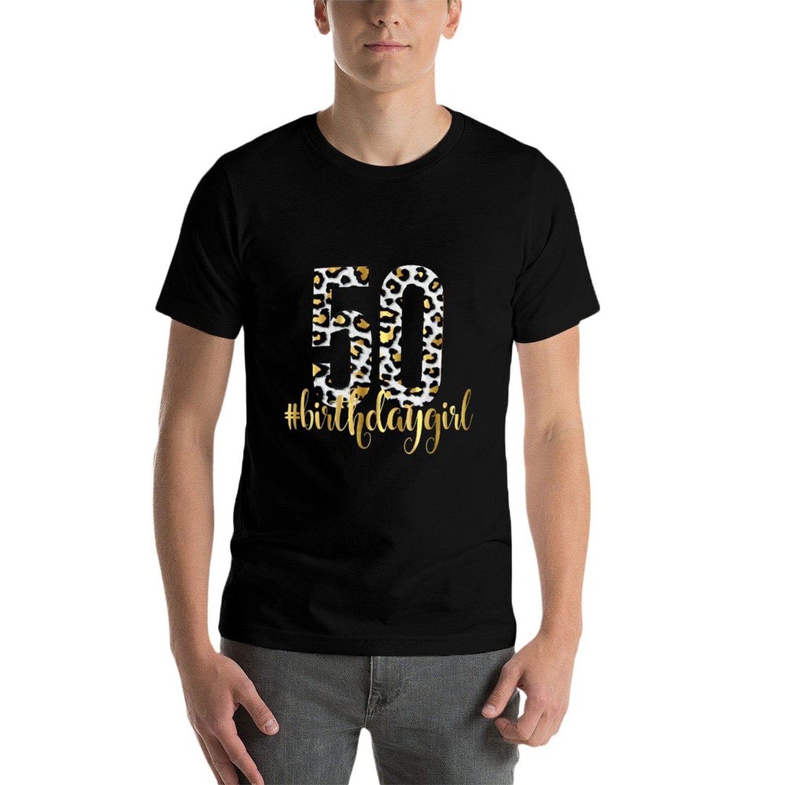 50th Birthday Girl Outfit Glam Leopard Animal Print  Relaxed-fit T-Shirt