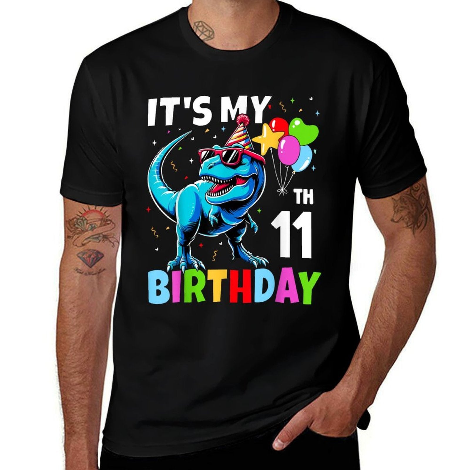 11th Birthday For Boys 11yr 11 Year Old Dinosaur T-Rex  Eco-friendly Material T-Shirt