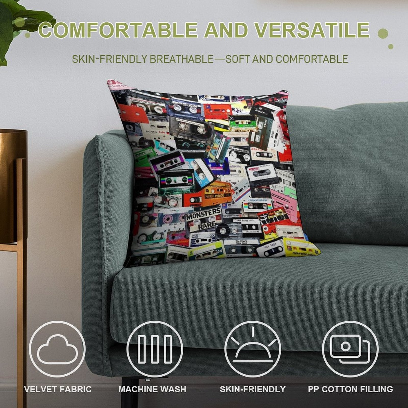 Cassette Tape Soft Ultra-Soft Texture Throw Pillow