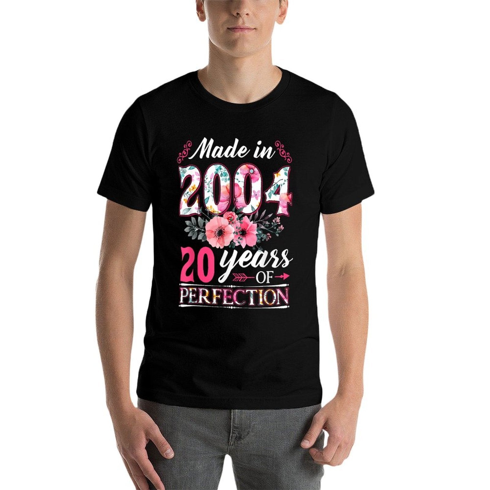 20 Year Old Made In 2004 Floral Flower 20th Birthday Womens  Odor-resistant T-Shirt
