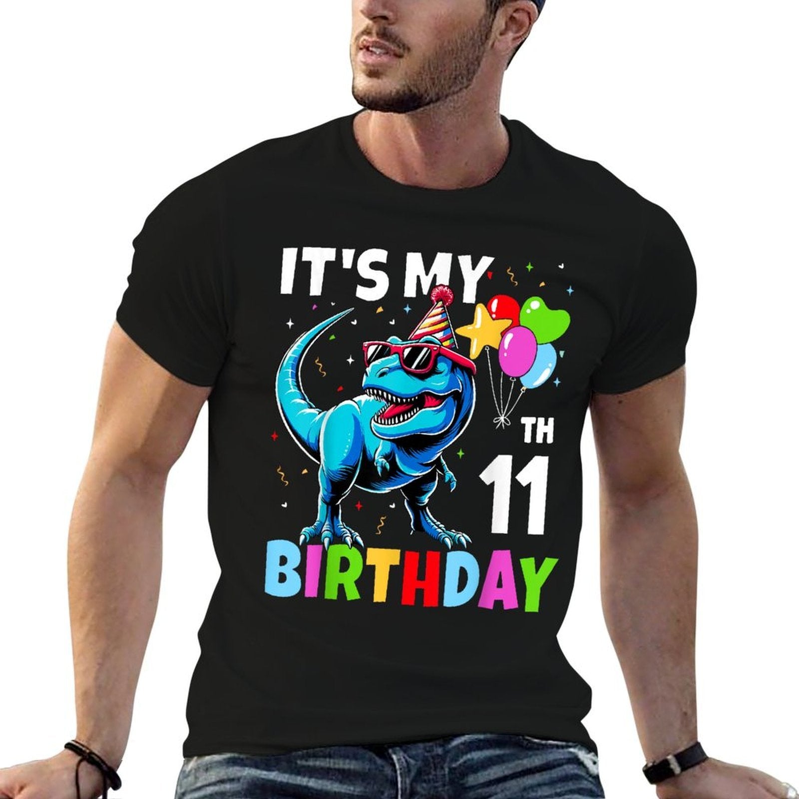 11th Birthday For Boys 11yr 11 Year Old Dinosaur T-Rex  Eco-friendly Material T-Shirt