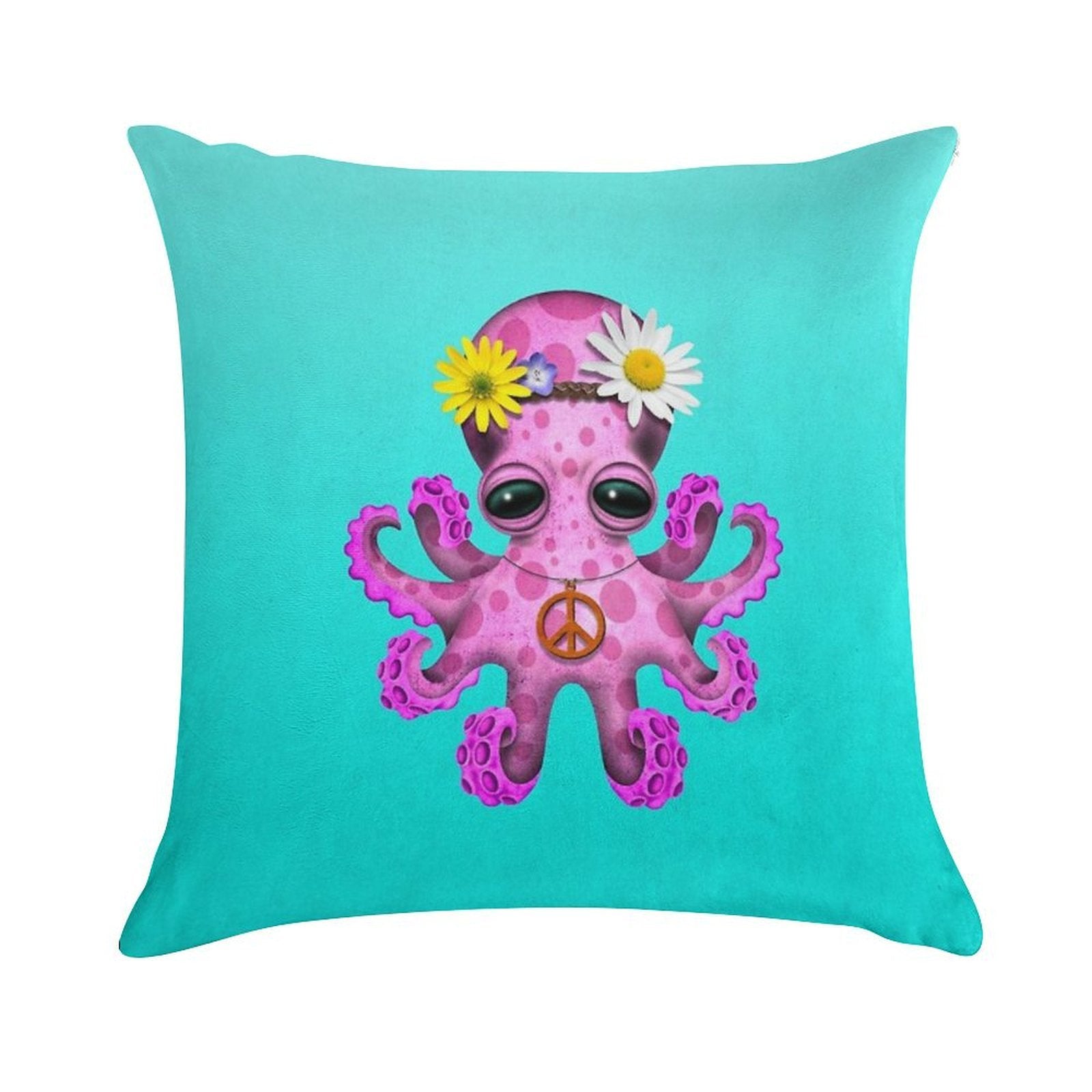 Cute Pink Baby Octopus Hippie Soft Multiple Sizes Throw Pillow