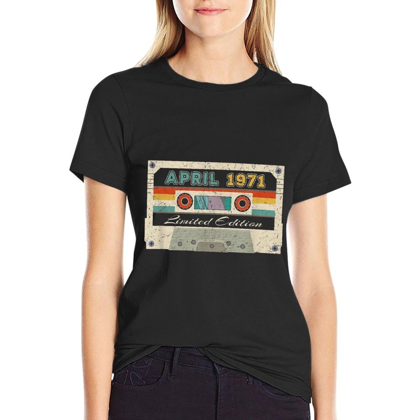 50th Birthday Cassette Tape April 1971 50 Years Old  Wrinkle-resistant T-Shirt