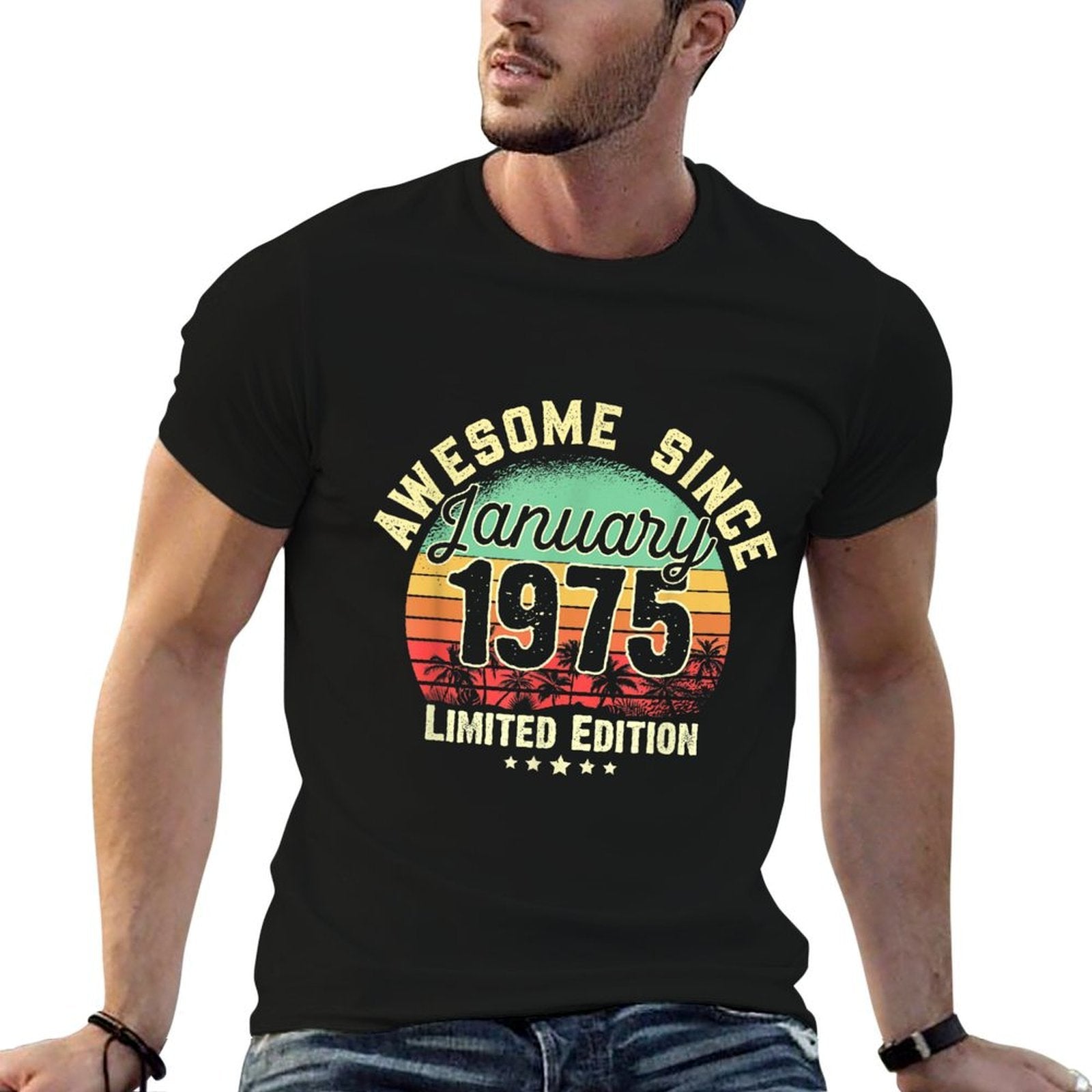 50 Years Old Awesome Since January 1975 50th Birthday Gifts  Slim-fit Cut T-Shirt
