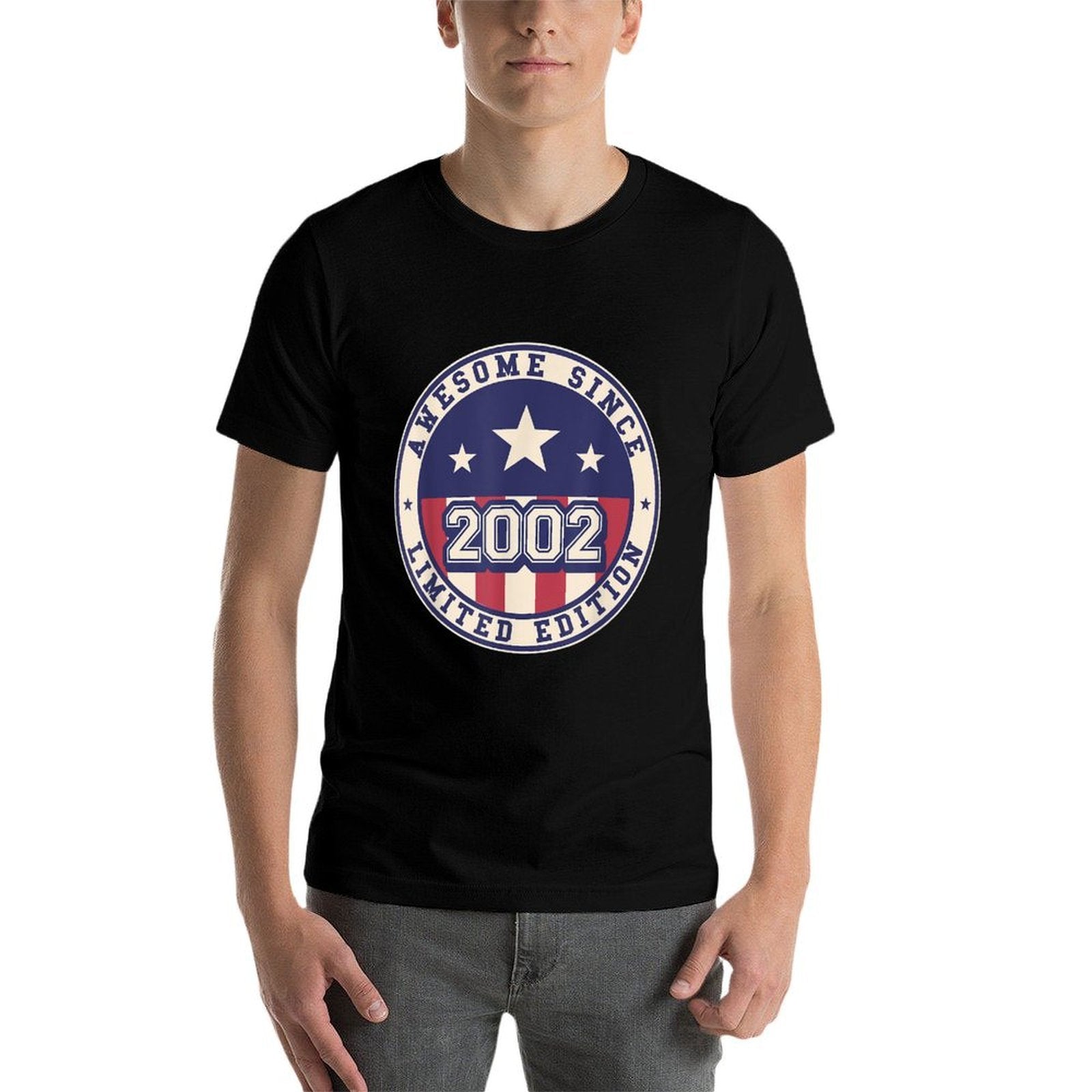 21 Years Old Awesome Since 2002 21st Birthday  Fade-proof Color T-Shirt