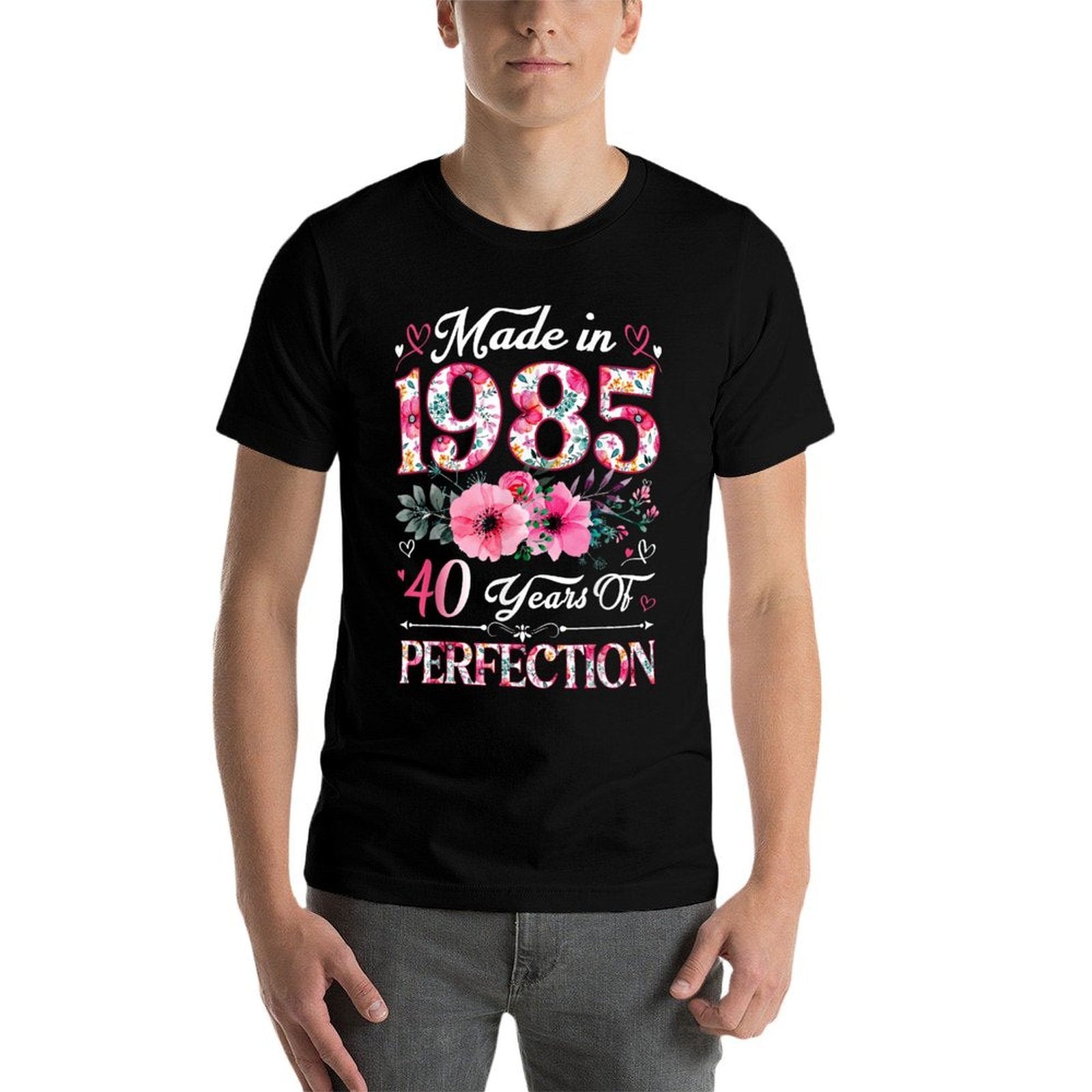 40 Year Old Made In 1985 Floral 40th Birthday Women  Wrinkle-resistant T-Shirt