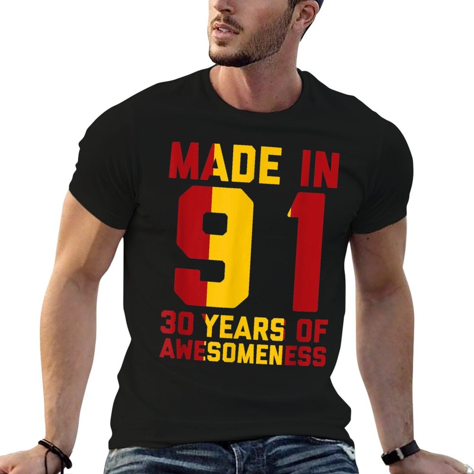 30th Birthday Spanish Gifts Men Women 30 Year Old 1991  Ribbed Collar T-Shirt