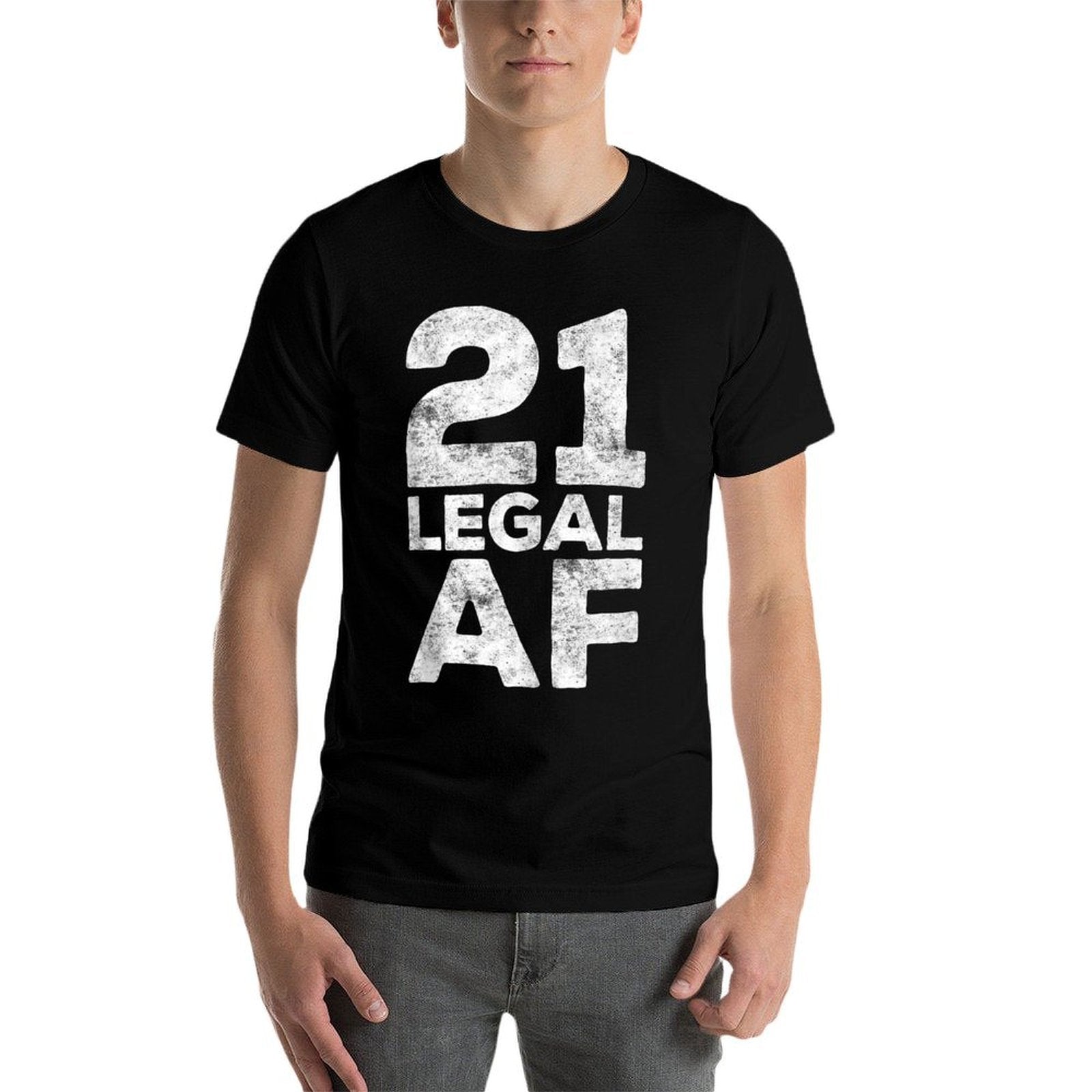 21 Legal AF 21st Birthday  Ribbed Collar T-Shirt