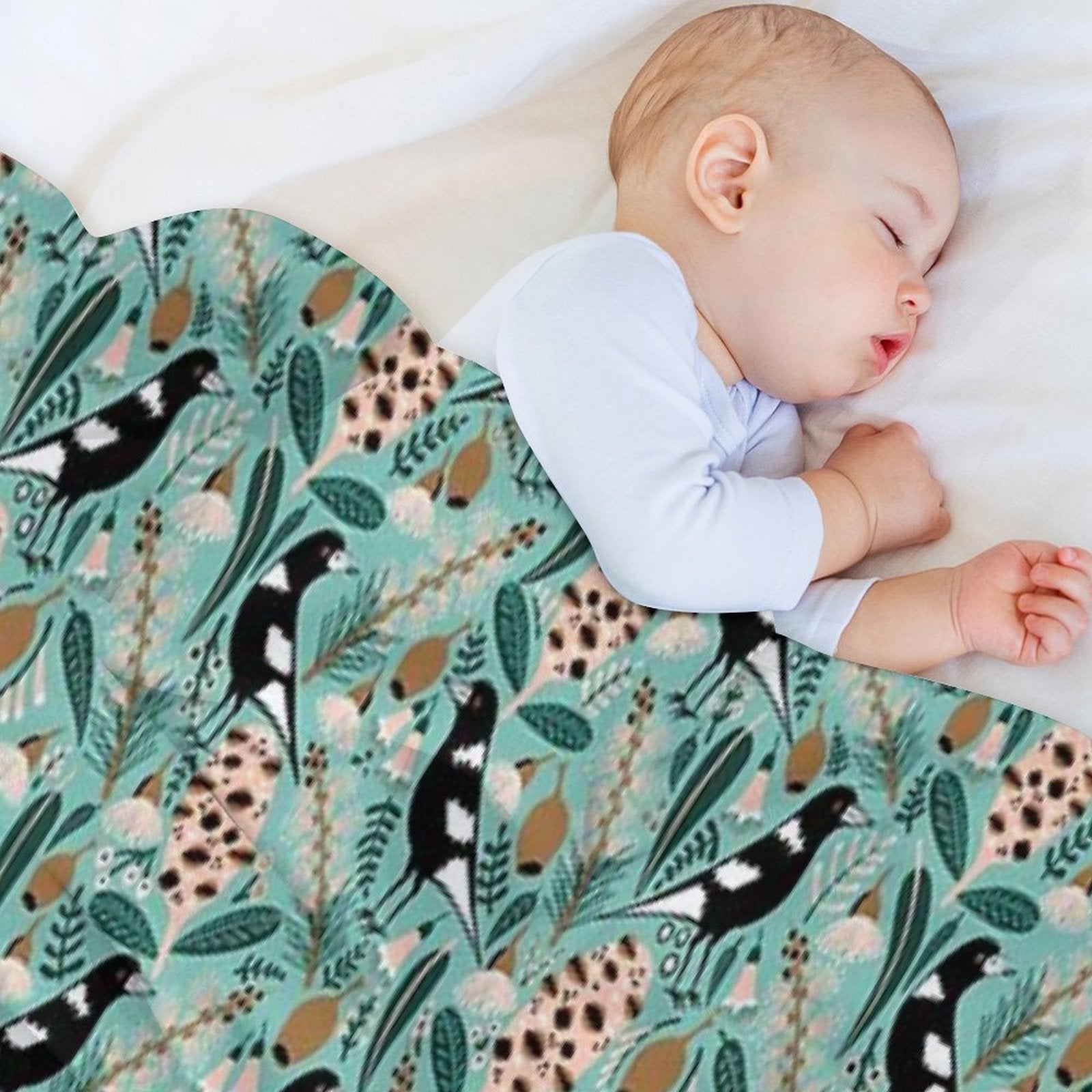 Australian Bush Magpies Wrinkle-free Throw Blanket