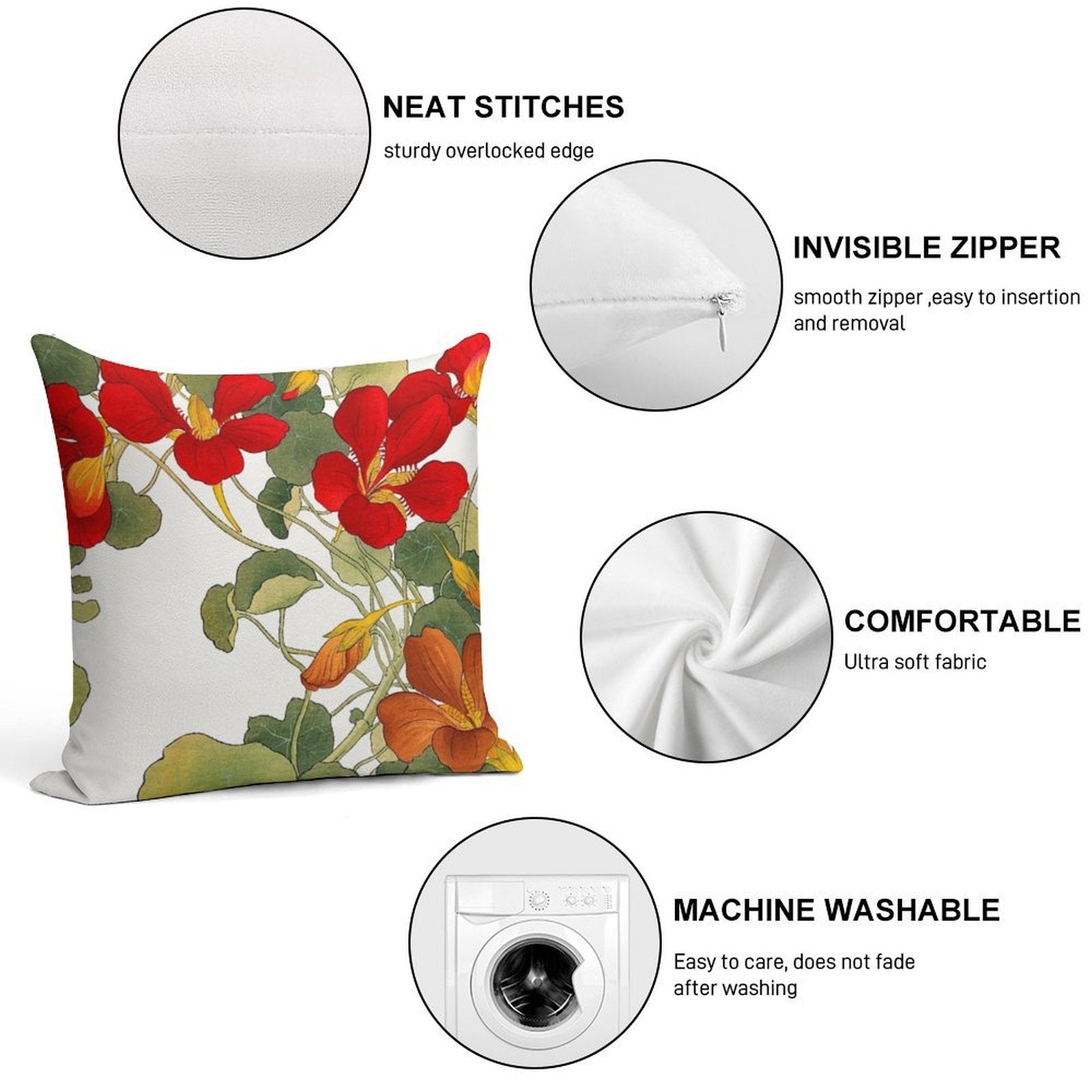 Nasturtium Flower Soft Luxury Feel Throw Pillow