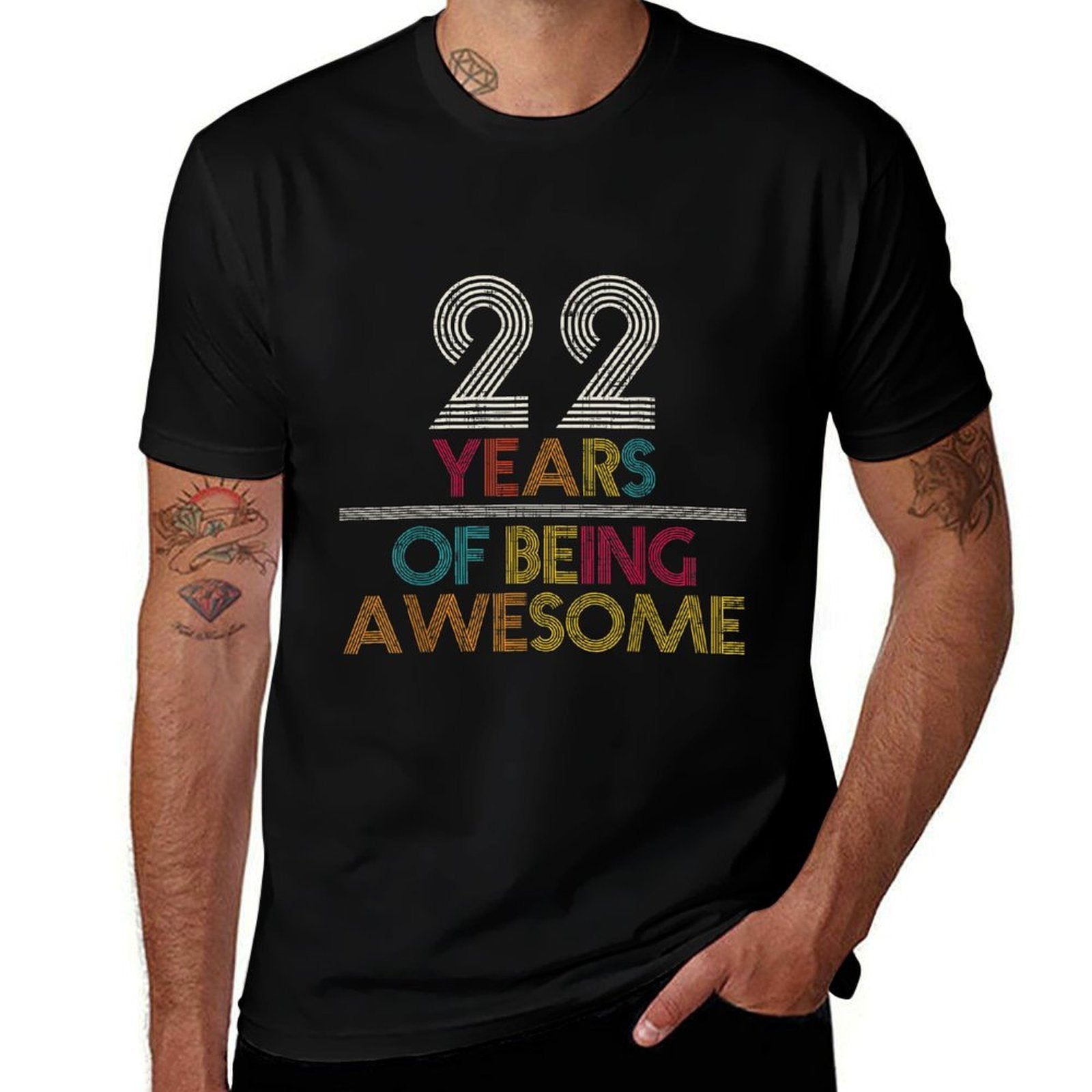 22 Years Of Being Awesome Gift 22 Years Old 22nd Birthday  Wrinkle-resistant T-Shirt