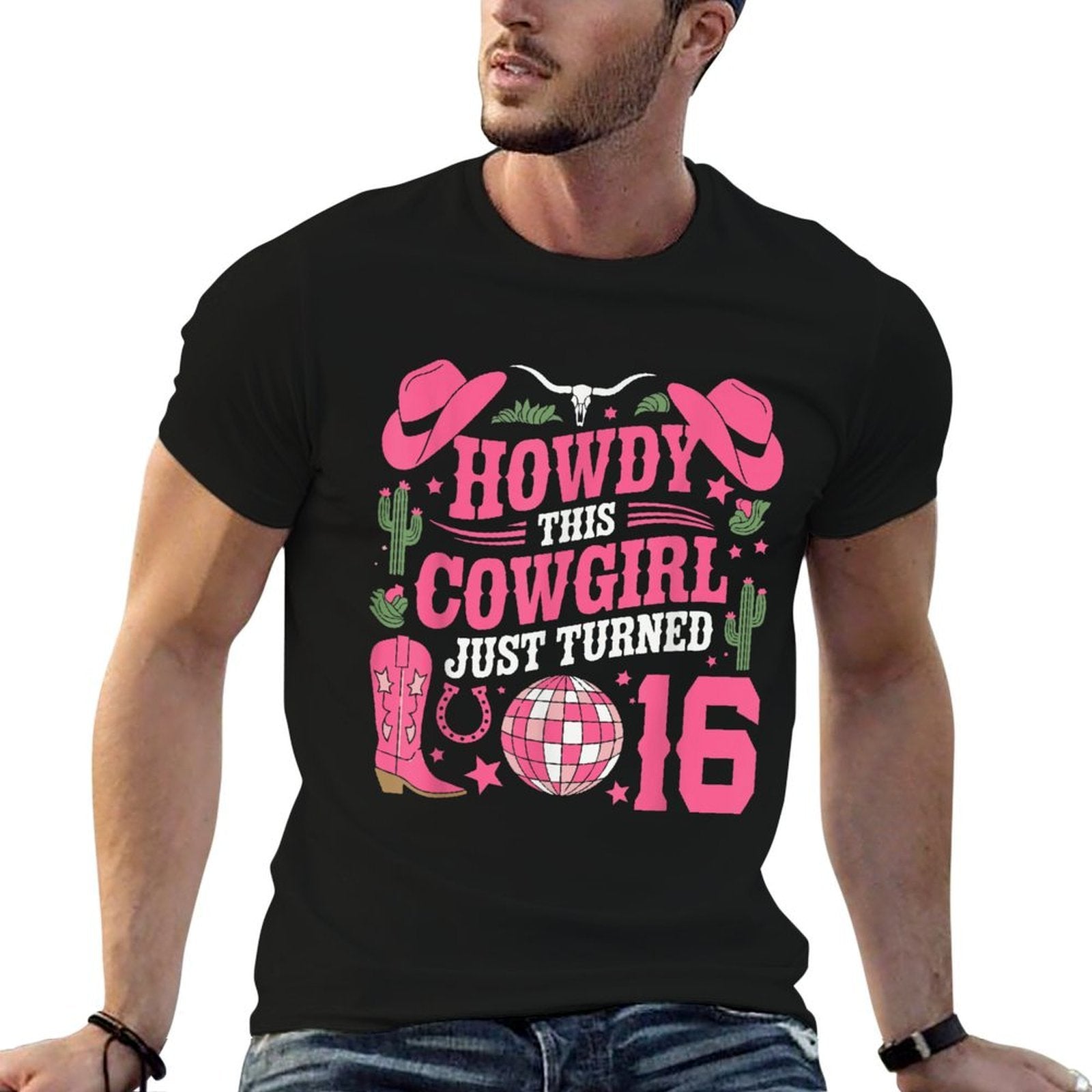 16Years Old Birthday Cowgirl Western 16yr Girl 16th Birthday  Wrinkle-resistant T-Shirt