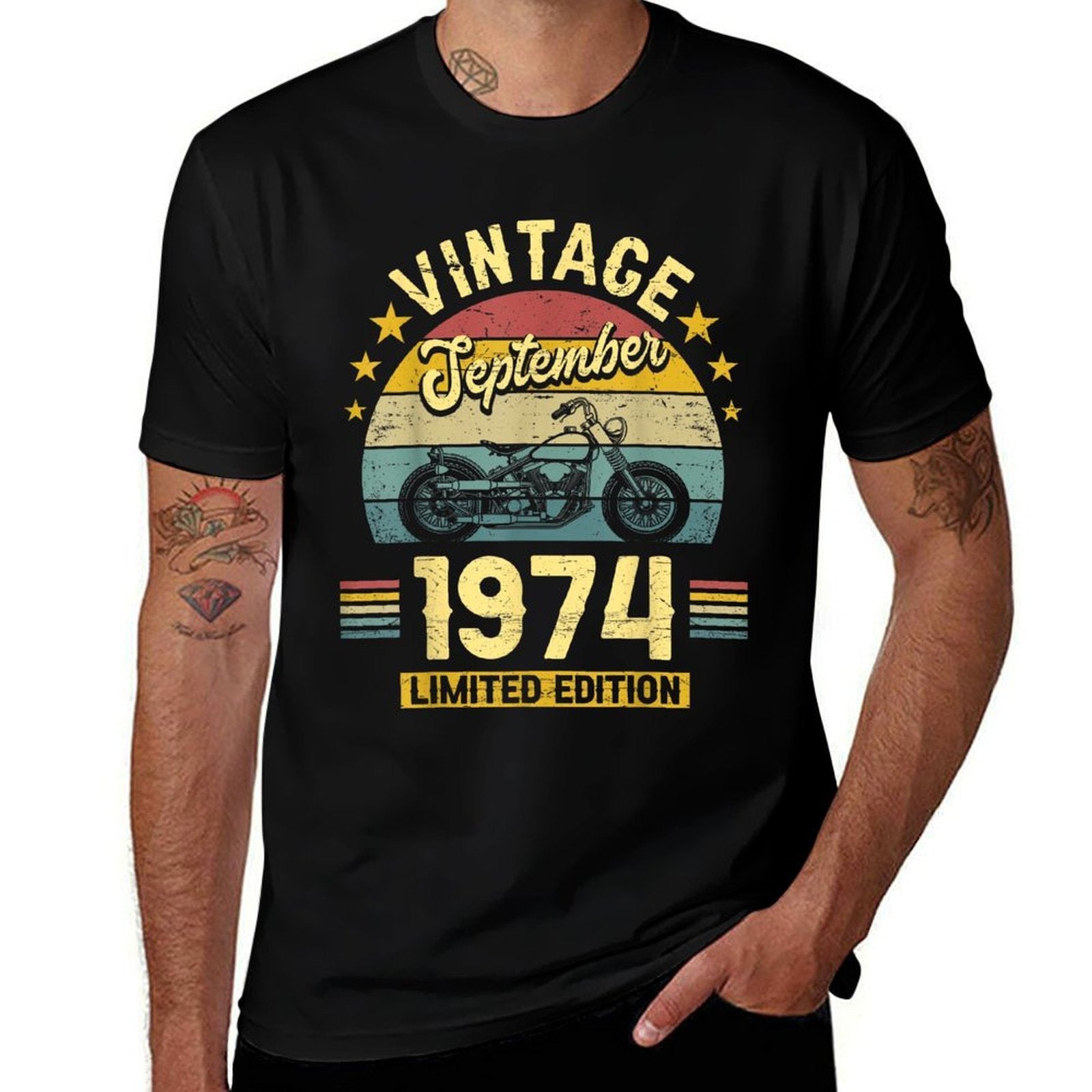 50 Years Biker September 1974 50th Birthday  Polyester Blend T-Shirt