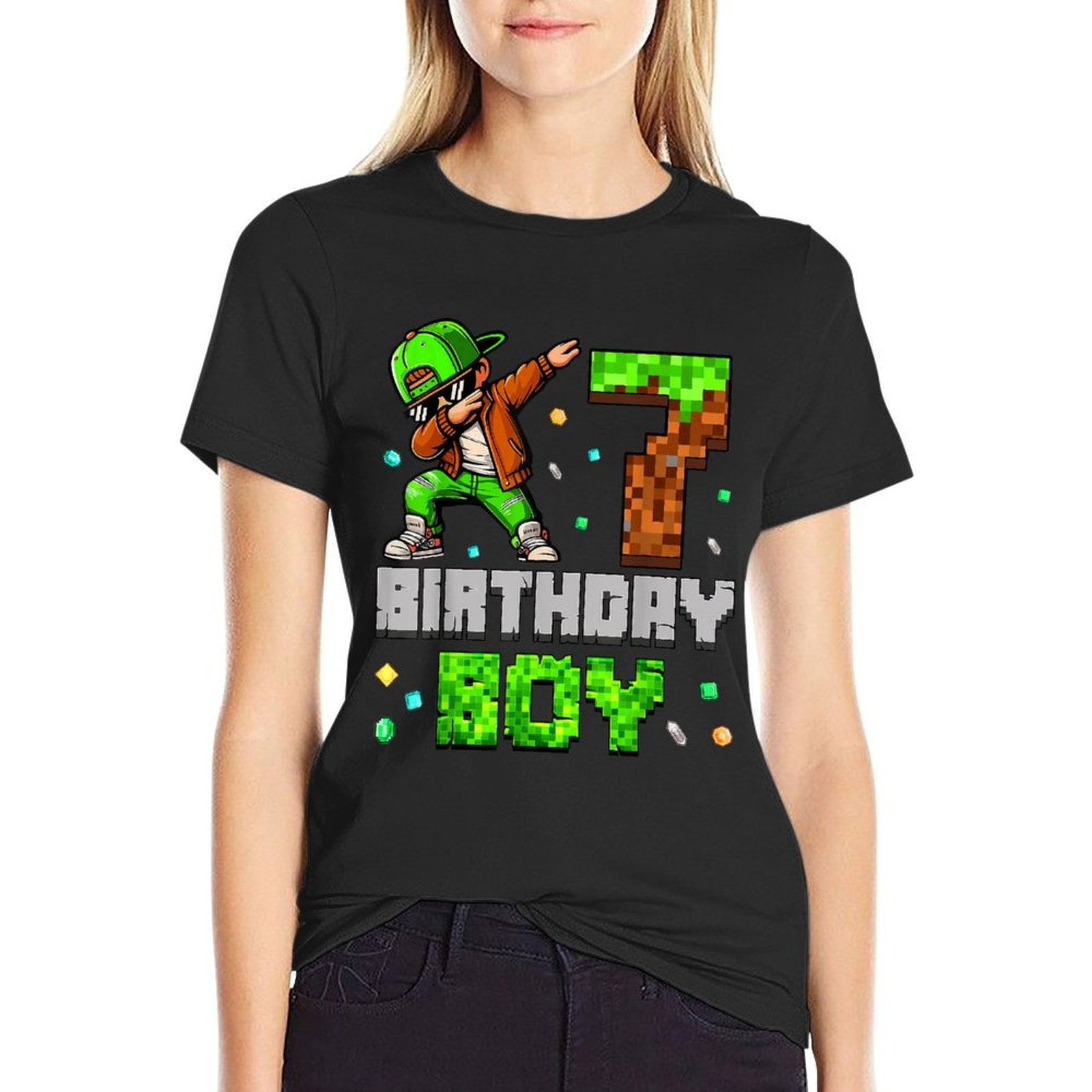 Birthday Boy Its My 7th Birthday Pixel Dabbing 7 Year Old  Affordable Price T-Shirt