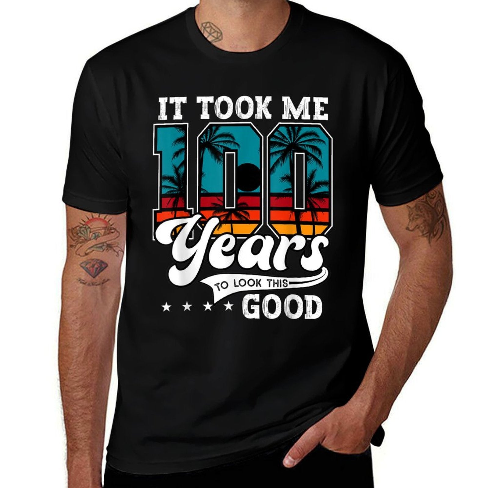 100th Birthday For Men Women Gift 100 Years Old Bday  Polyester Blend T-Shirt