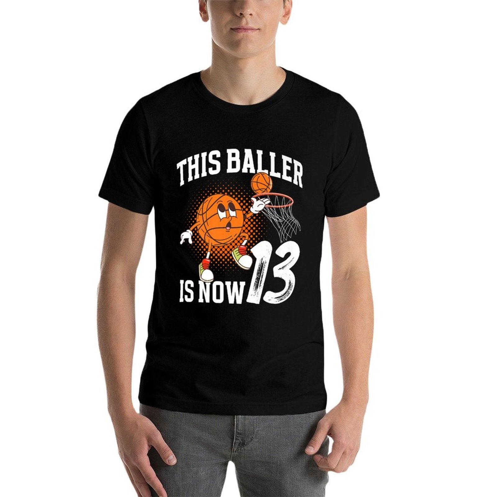 13th Basketball Birthday Thirteen Year Old Basketball Player Premium  Tagless Design T-Shirt