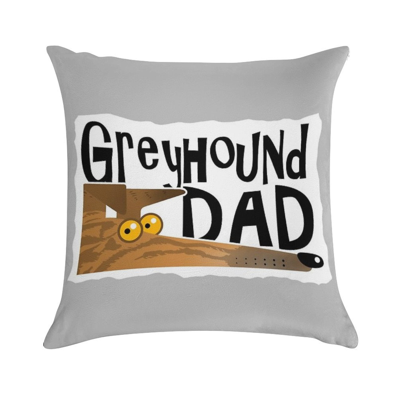 Greyhound Dad (brindle) Soft Short Plush Fabric Throw Pillow