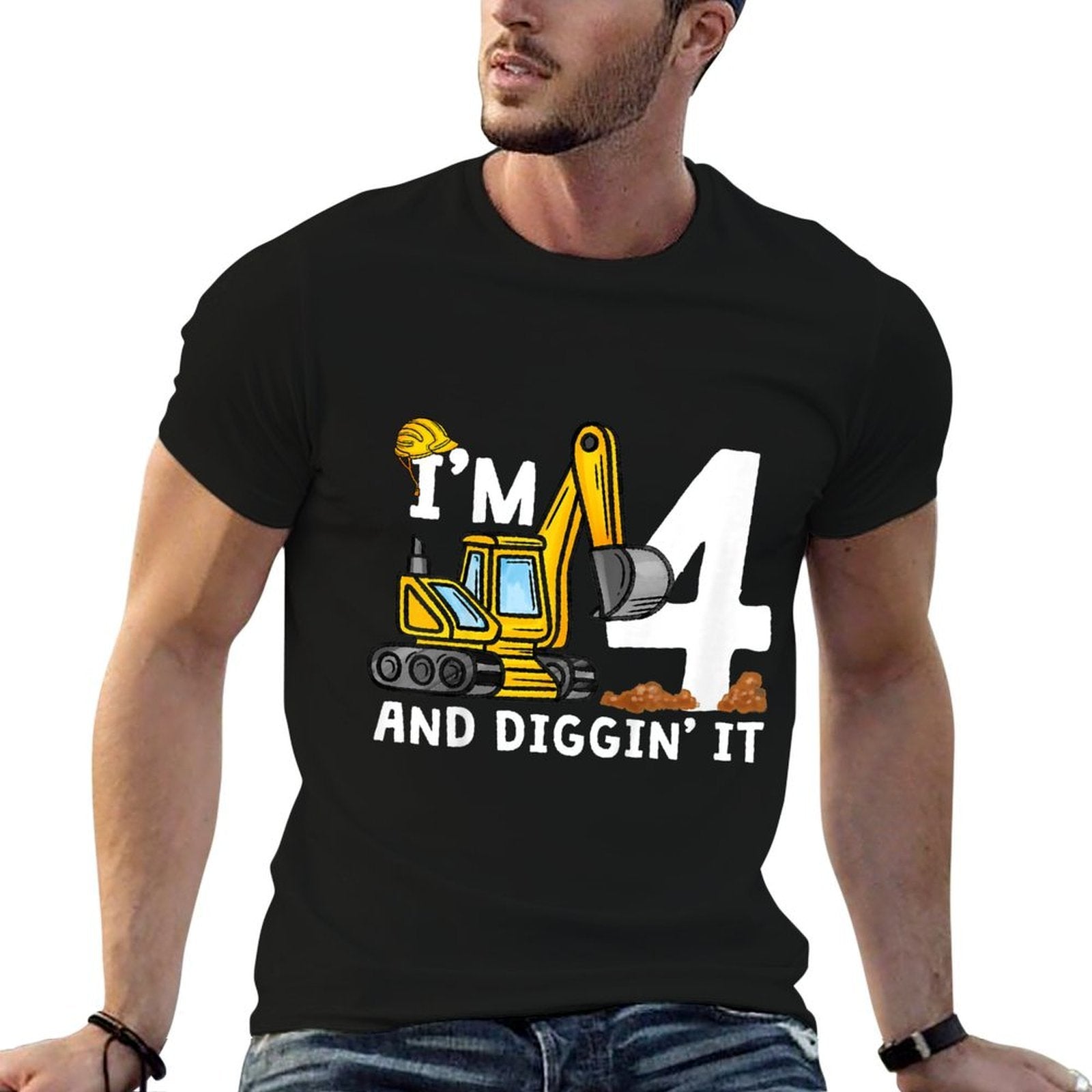 4th Construction Birthday I'm 4 And Digging It 4 Years Old  Eco-friendly Material T-Shirt