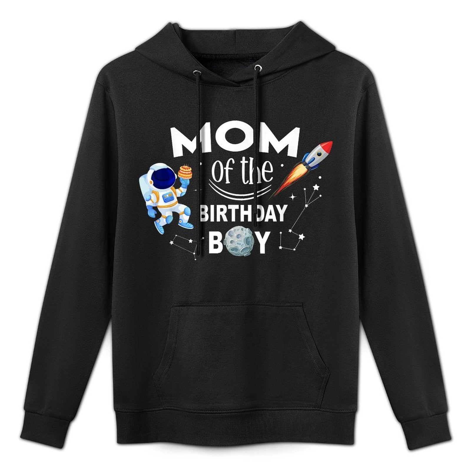 Mom of The Birthday Boy Space Astronaut Birthday Family Medium-Weight Fabric Hoodie