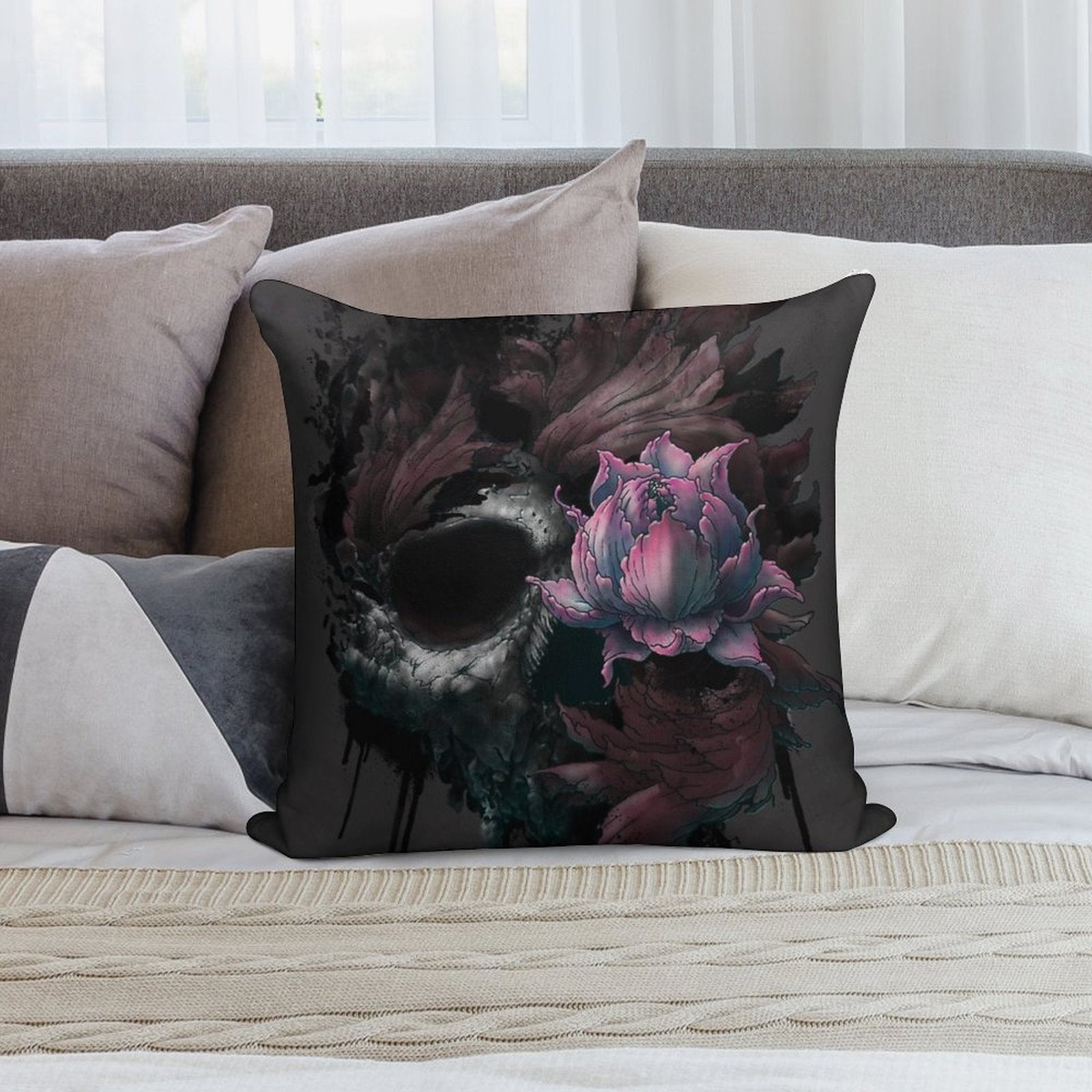 Death Blooms Soft Fade-Resistant Throw Pillow