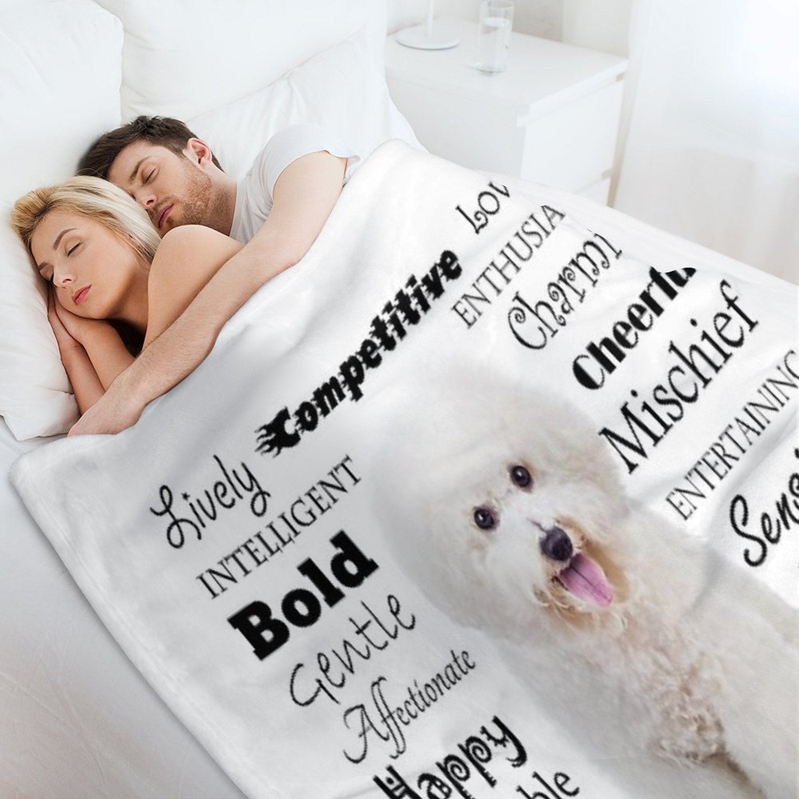 Bichon Frise Traits Easy Care Throw Blanket