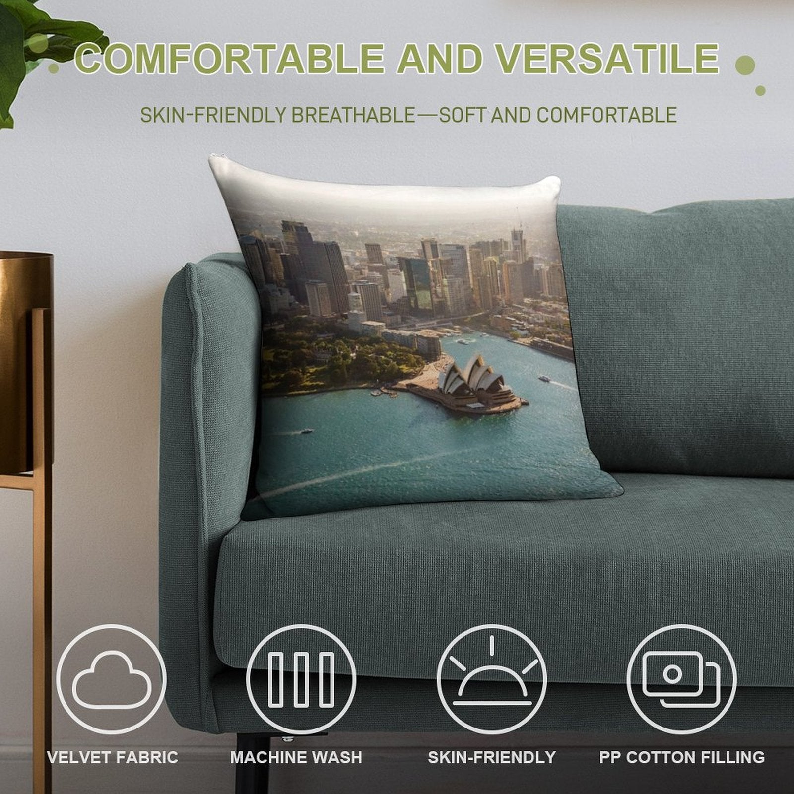 Sydney from The Sky Soft Multiple Sizes Throw Pillow