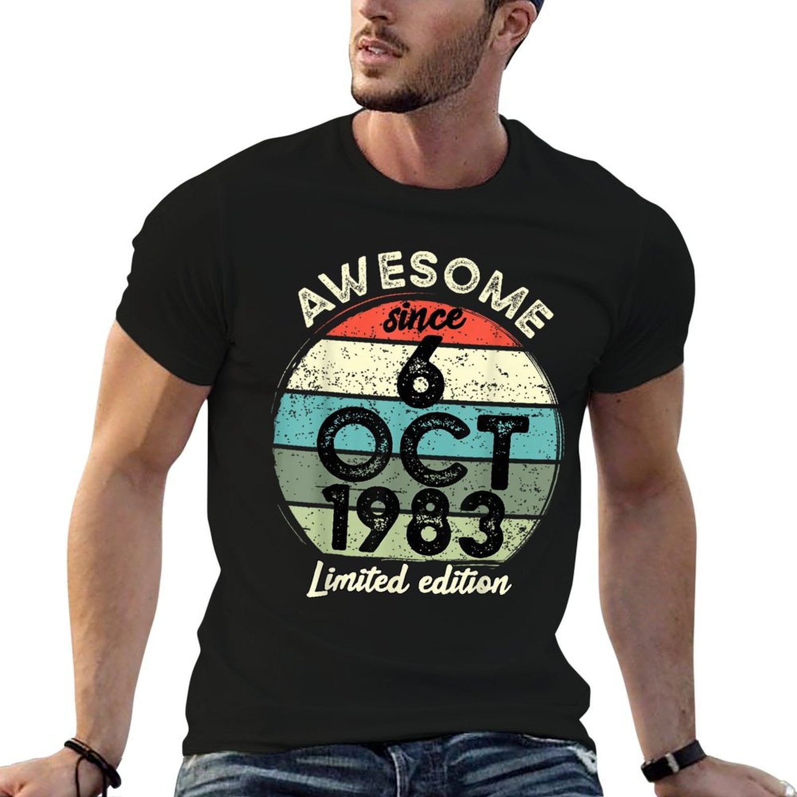 40 Year Old Birthday 6 October 1983 40th Birthday  Slim-fit Cut T-Shirt