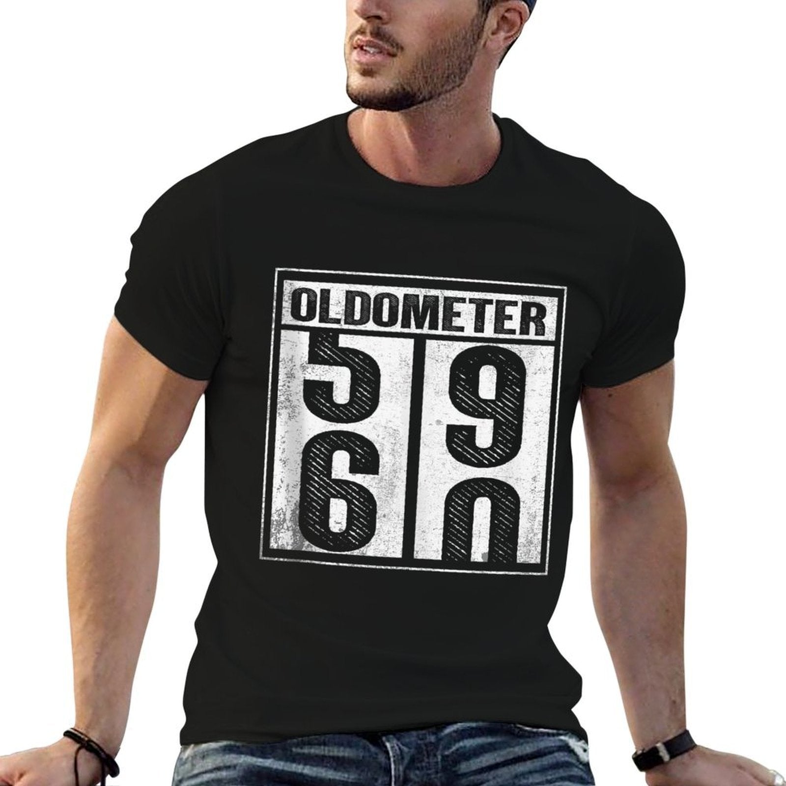 60th Birthday Funny Gift Men Women Oldometer 59-60  Relaxed-fit T-Shirt