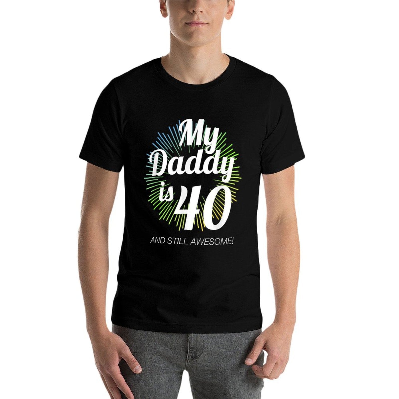 40 Years Old My Daddy Is 40 40th Birthday Dad 40th Birthday  Ribbed Collar T-Shirt