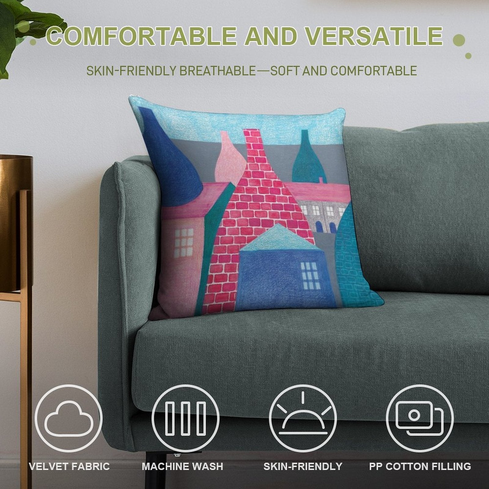 STOKE ON TRENT SERIES Soft Durable Construction Throw Pillow