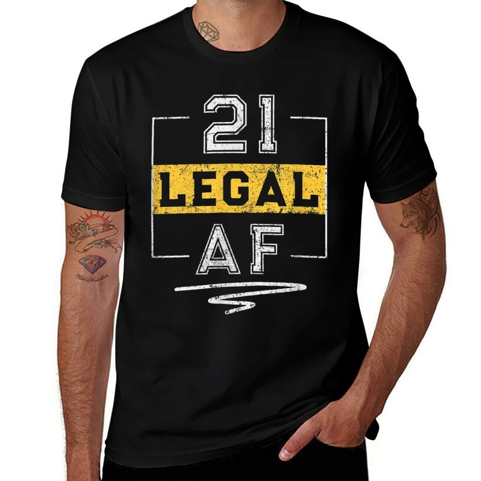 21 Legal AF 21st Birthday  Rolled Sleeves T-Shirt