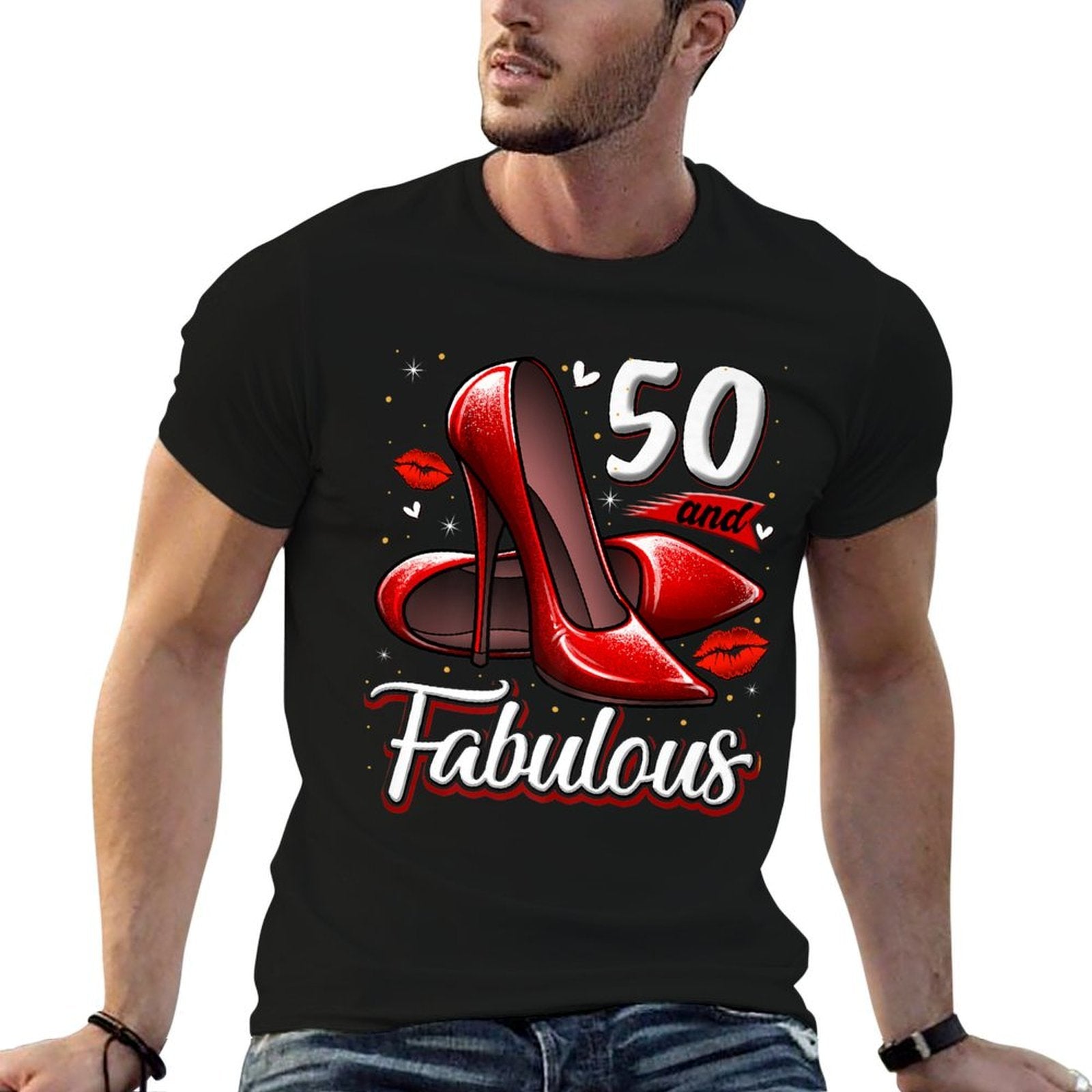 50 And Fabulous High Heels Stepping Into My 50th Birthday Premium  Moisture-wicking T-Shirt