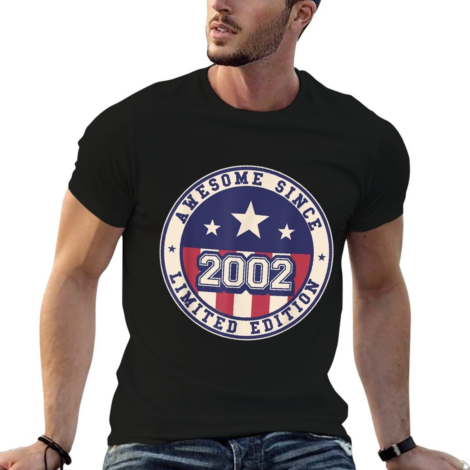 21 Years Old Awesome Since 2002 21st Birthday  Fade-proof Color T-Shirt