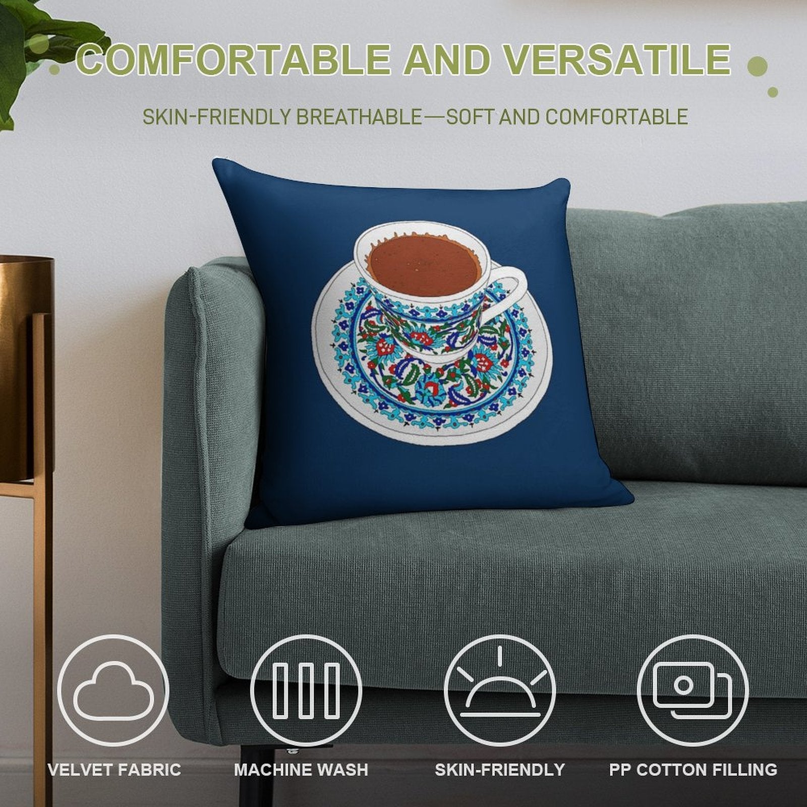 Turkish Coffee Soft Bedroom Essential Throw Pillow