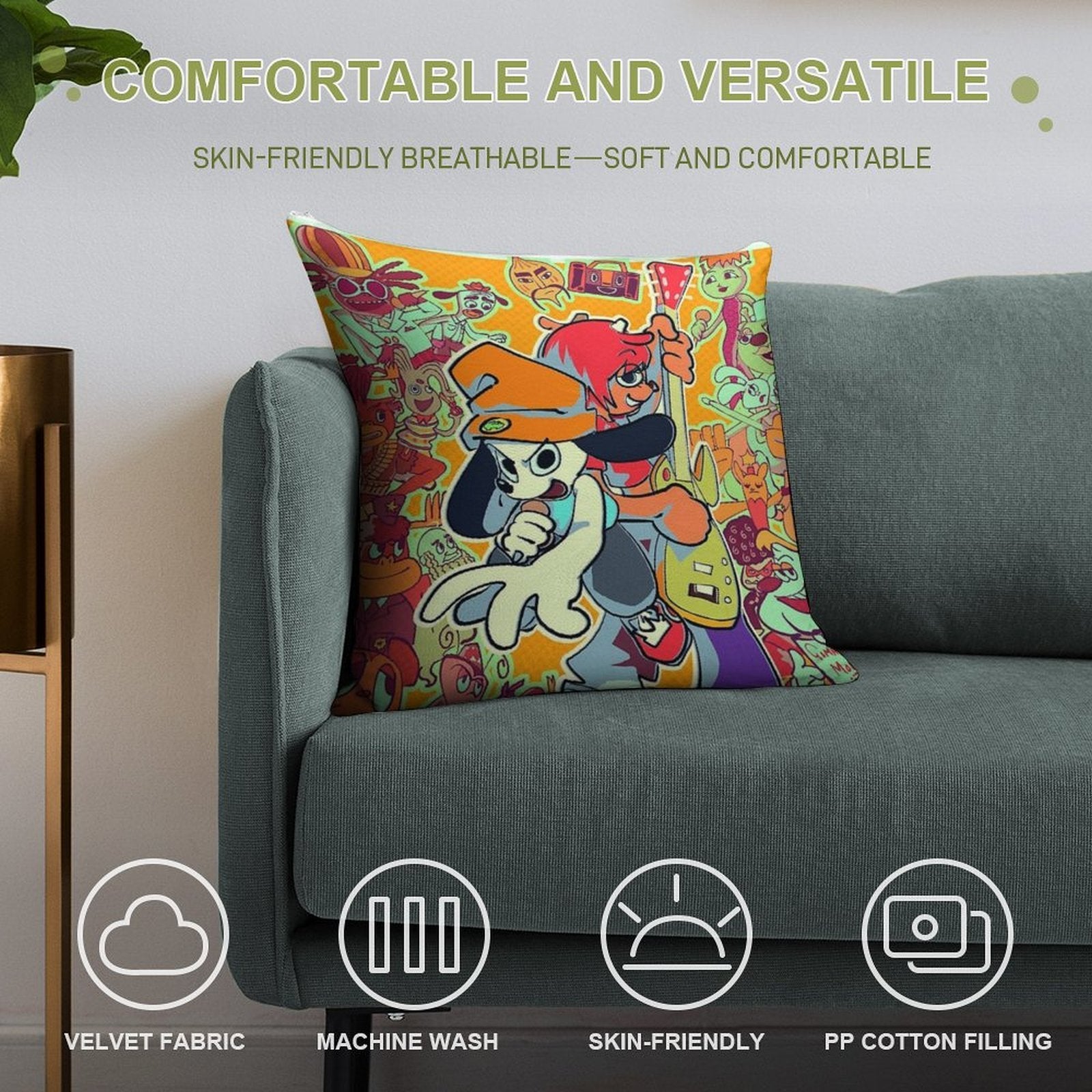 PARAPPA And Lammy Soft Multiple Sizes Throw Pillow