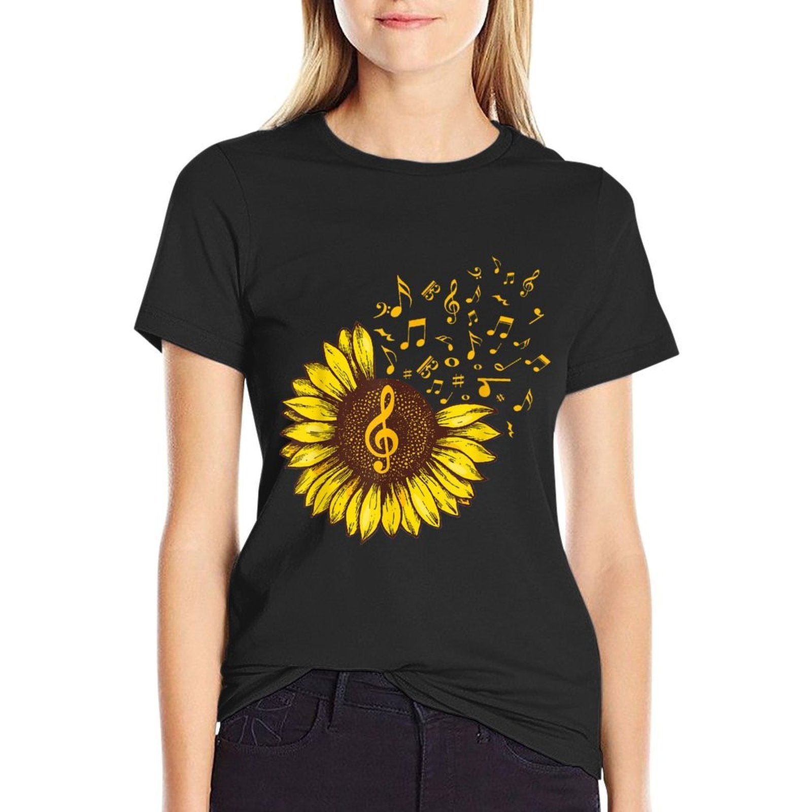 Sunflower Music Note Music Lovers  Easy-care T-Shirt