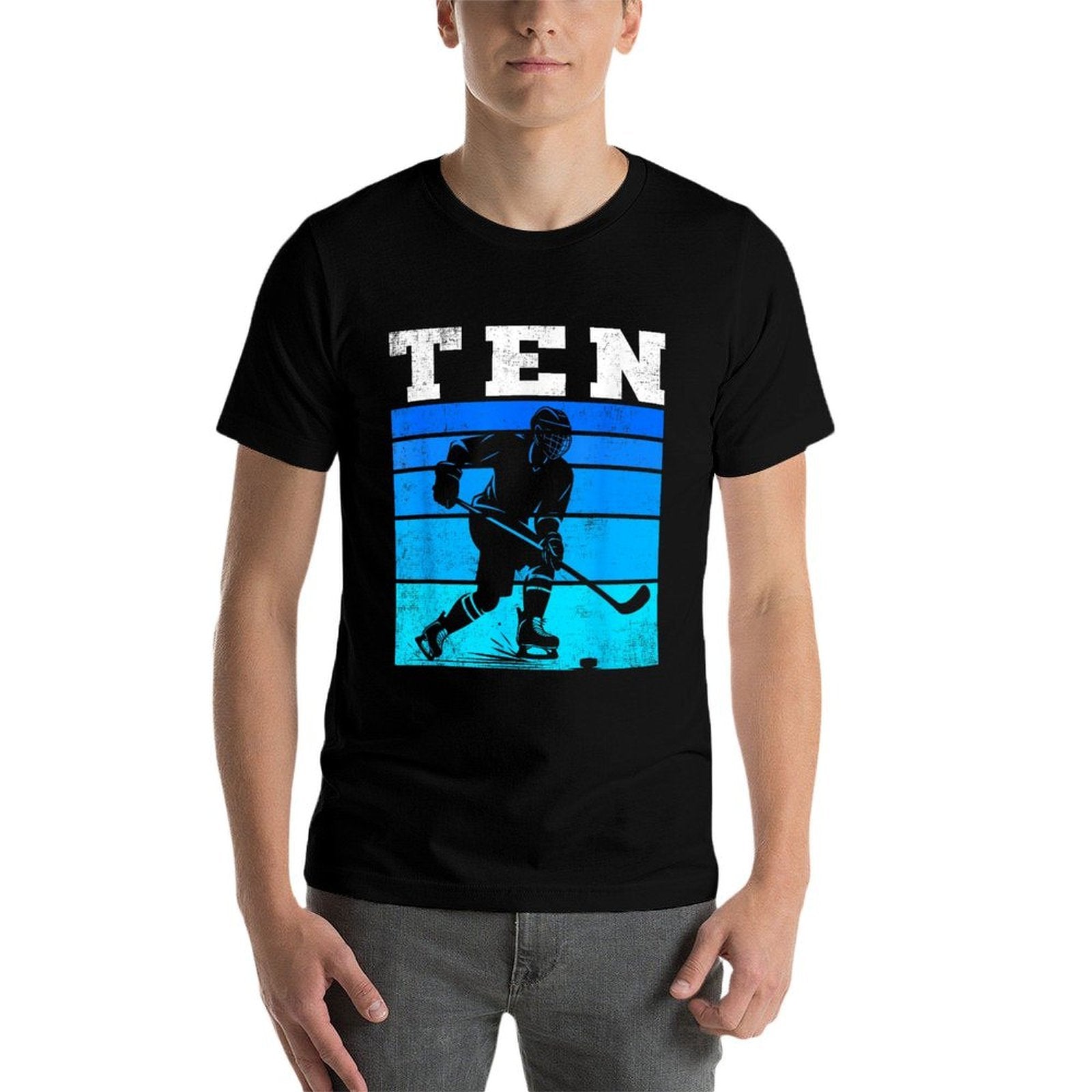 10th Birthday Ice Hockey Boys Ten Hockey Birthday Party  Trendy Pattern T-Shirt