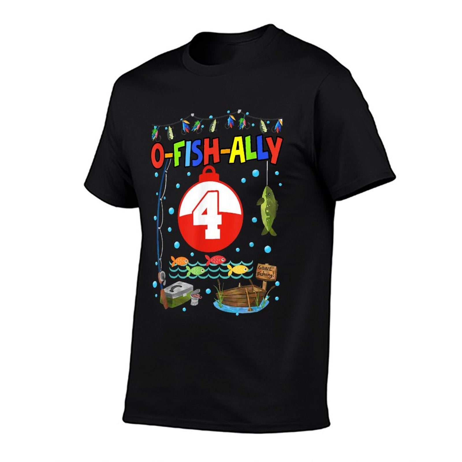 4 Year Old Fishing 4th Birthday Boy Bday Party Decorations  Eco-friendly Material T-Shirt