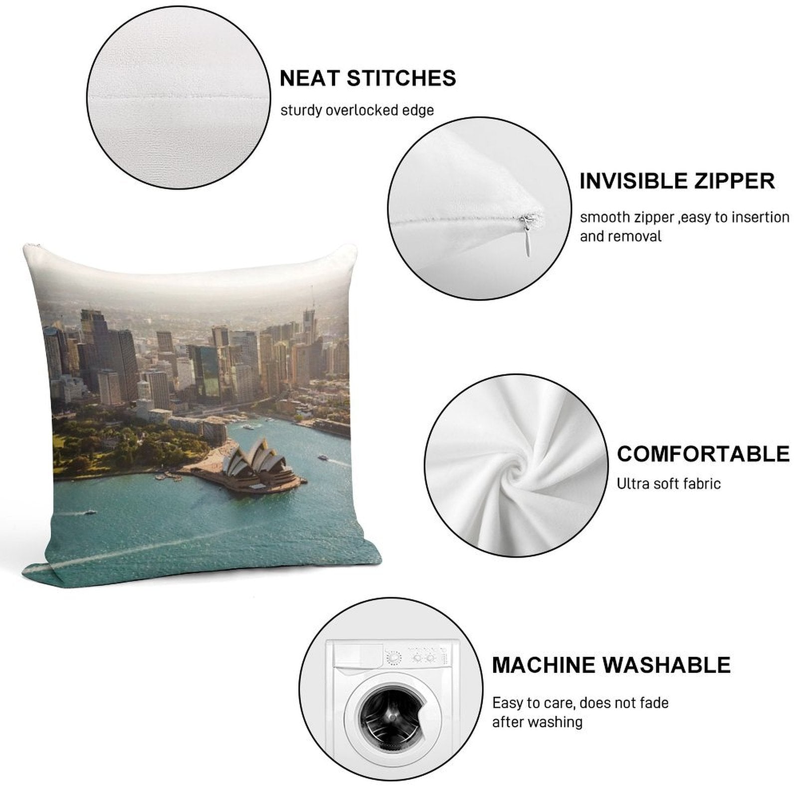 Sydney from The Sky Soft Multiple Sizes Throw Pillow