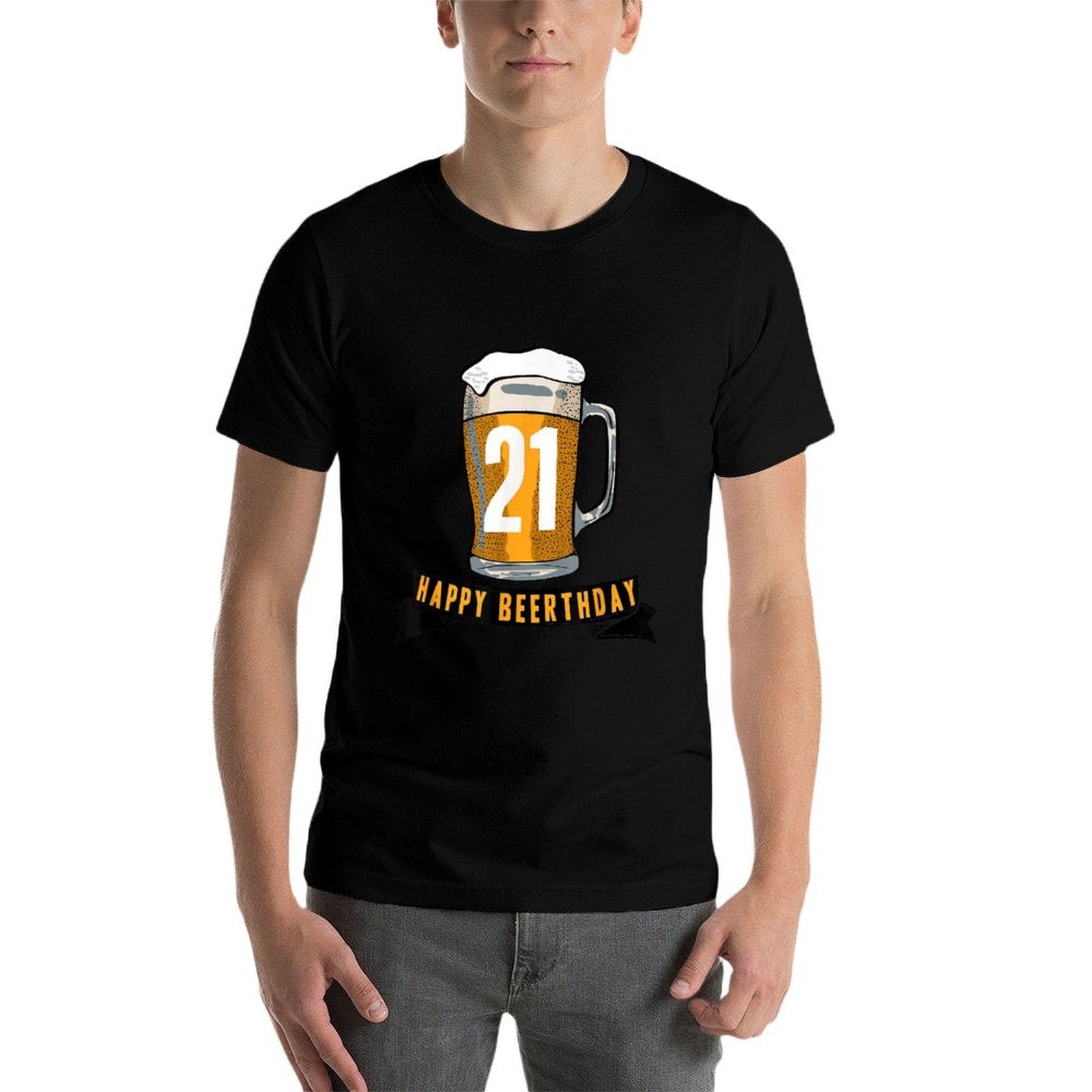21st Birthday Happy Beerthday Party  Heathered Texture T-Shirt